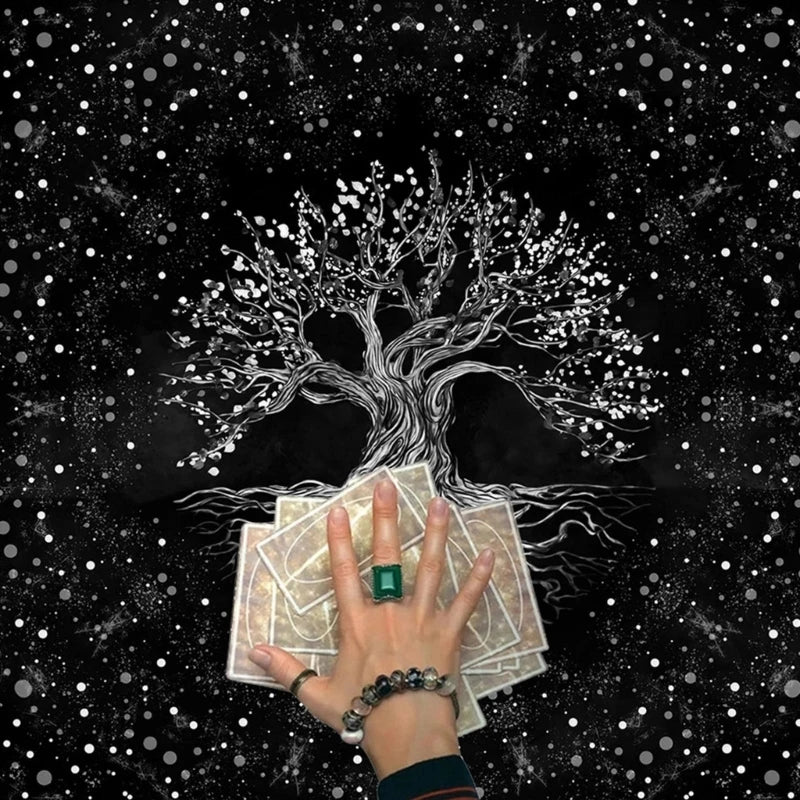 Tree of Life Altar Cloth - Flannel Tarot & Oracle Reading Mat for Witchcraft, Pendulum and Ritual Decor