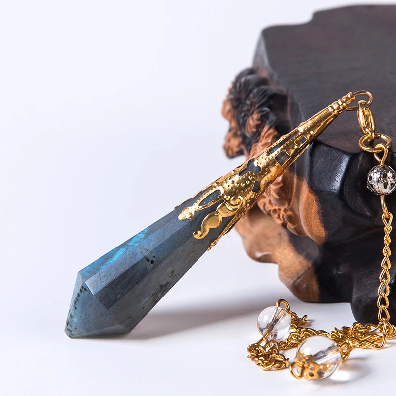 Labradorite Dowsing Pendulum – Natural Crystal Chakra Tool for Energy Healing & Divination