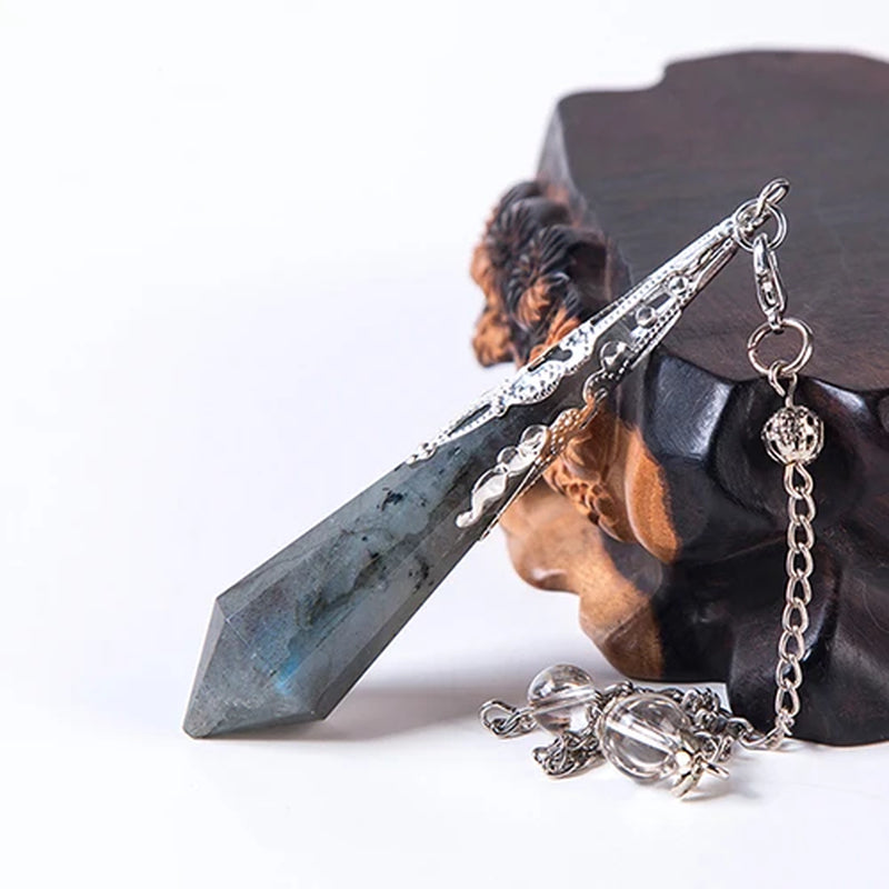 Labradorite Dowsing Pendulum – Natural Crystal Chakra Tool for Energy Healing & Divination