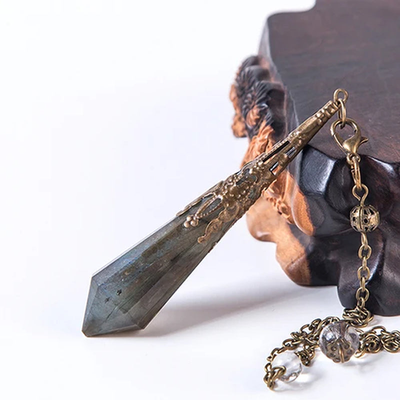 Labradorite Dowsing Pendulum – Natural Crystal Chakra Tool for Energy Healing & Divination