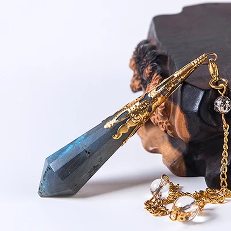 Labradorite Dowsing Pendulum – Natural Crystal Chakra Tool for Energy Healing & Divination