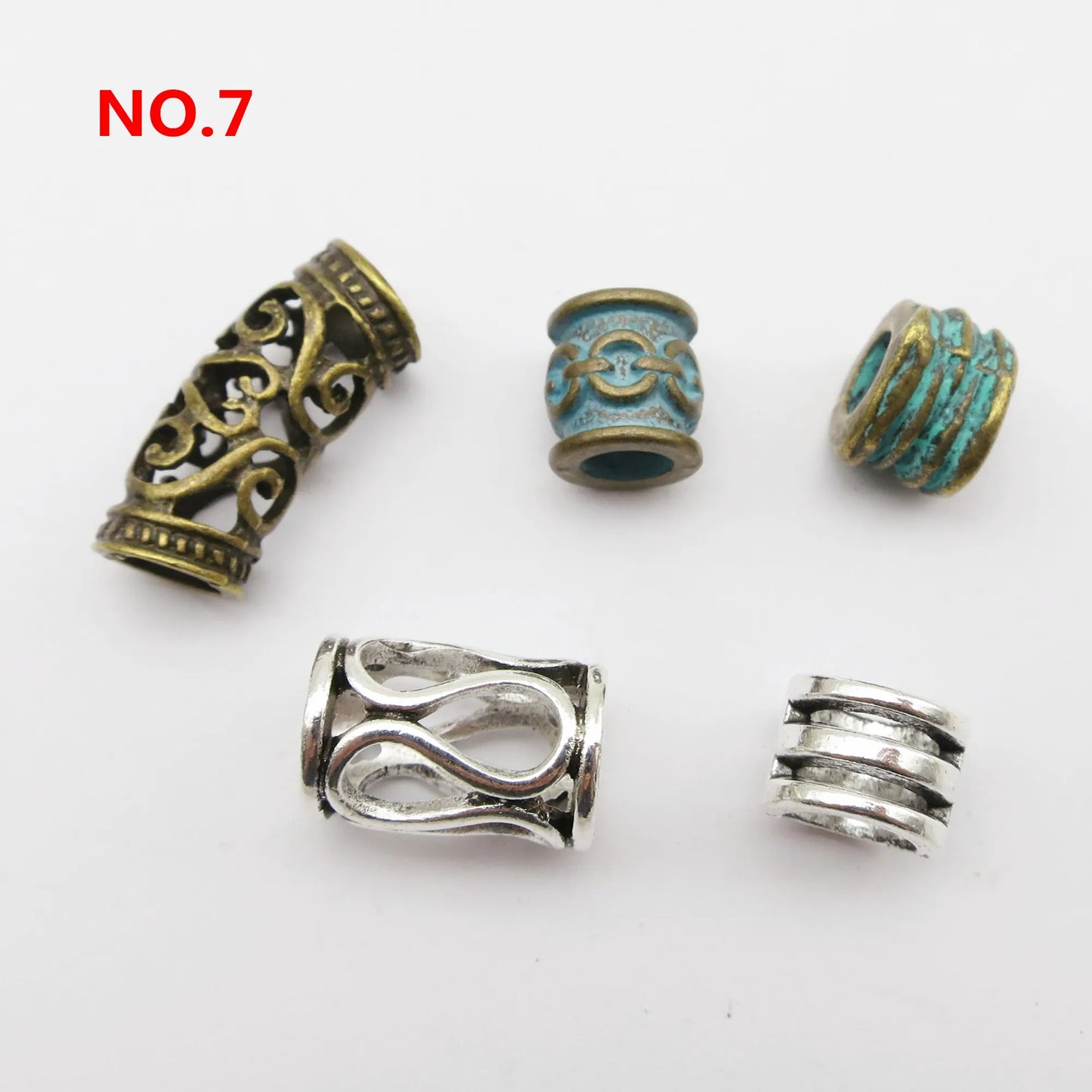 5pcs Metal Hair Cuffs – African-Inspired Beads for Braids, Dreadlocks & Loc Jewelry Styling