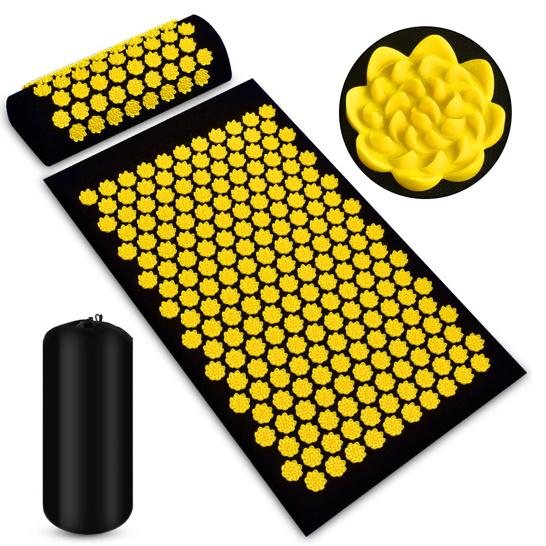 Eco Acupressure Mat & Pillow Set Lotus Spike Massage Cushion for Back, Neck, Feet and Meditation Relief