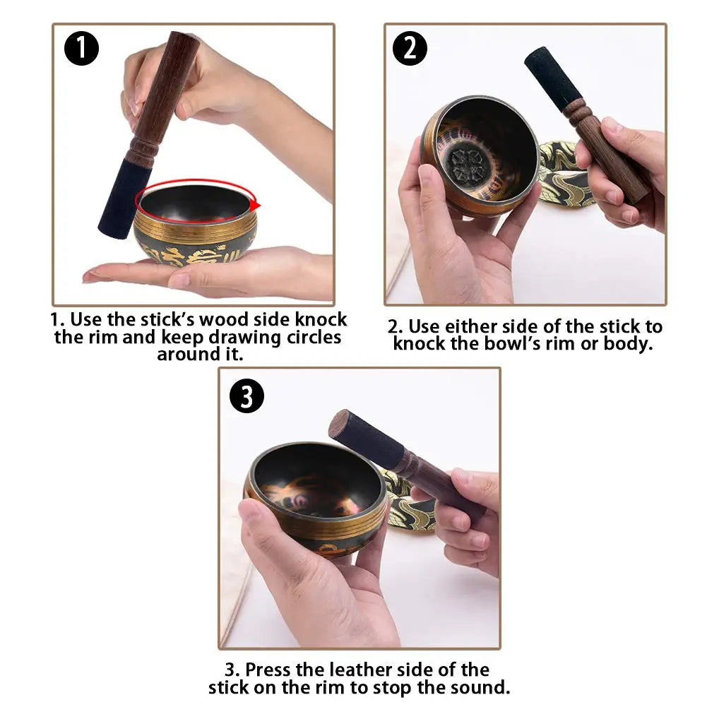 Tibetan Lotus Singing Bowl Set – 3.3" Chakra Healing Sound Bowl for Meditation, Yoga & Mindfulness