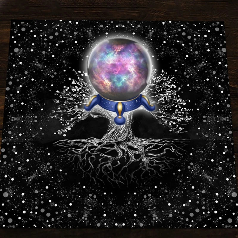Tree of Life Altar Cloth - Flannel Tarot & Oracle Reading Mat for Witchcraft, Pendulum and Ritual Decor
