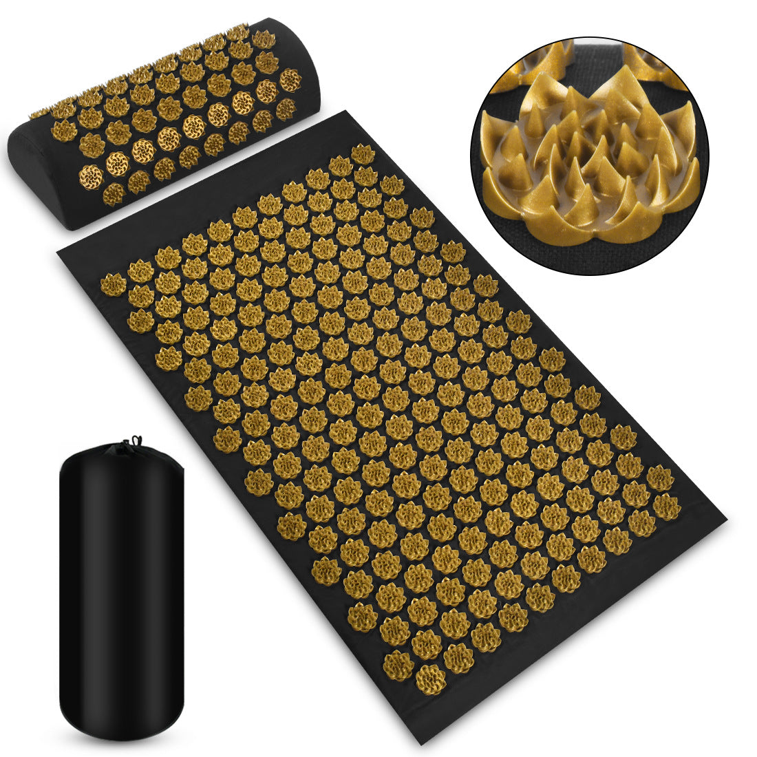 Eco Acupressure Mat & Pillow Set Lotus Spike Massage Cushion for Back, Neck, Feet and Meditation Relief