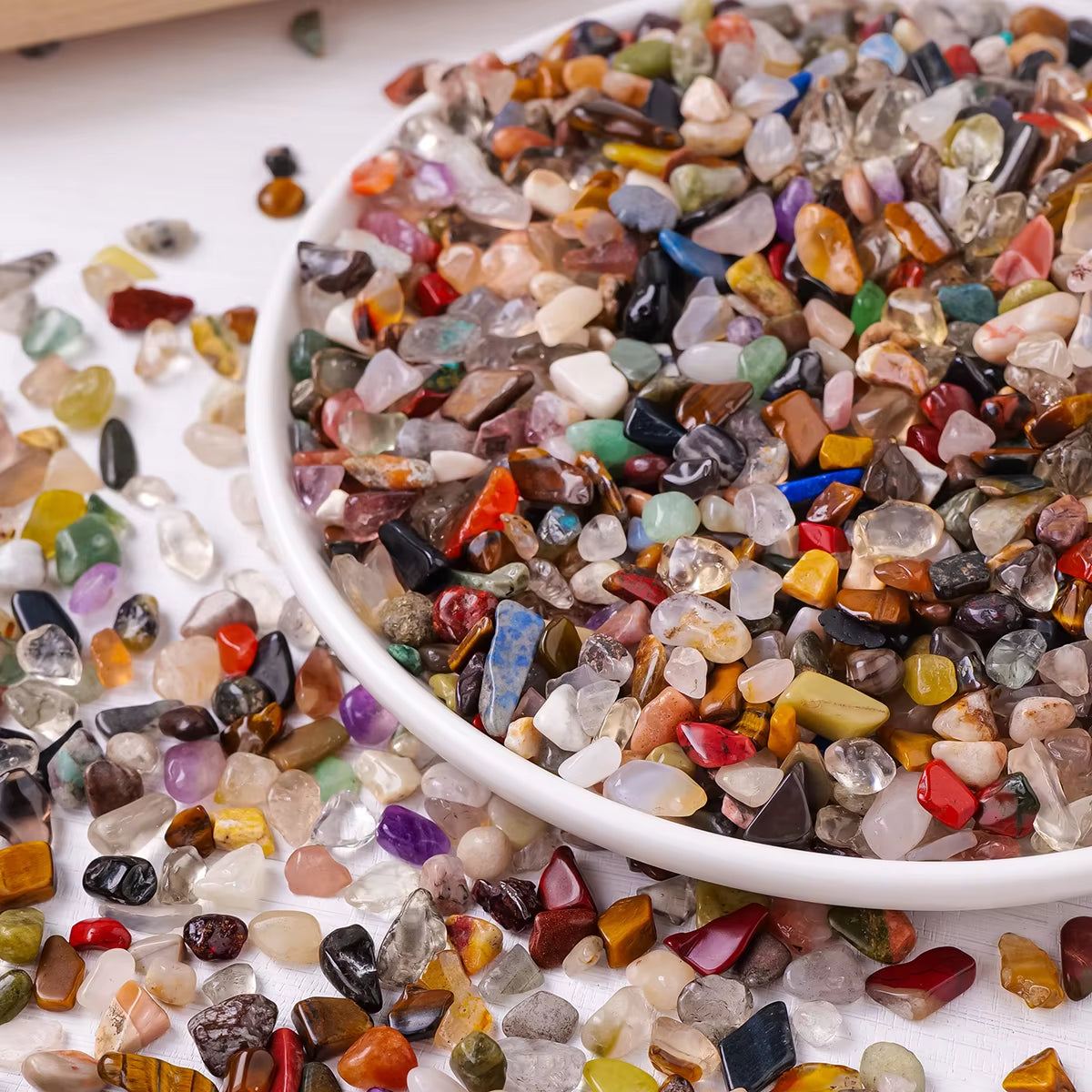 50g Natural Crystal Chip Stones - Mixed Gemstone Gravel for Reiki, Decor, Craft and Spiritual Use