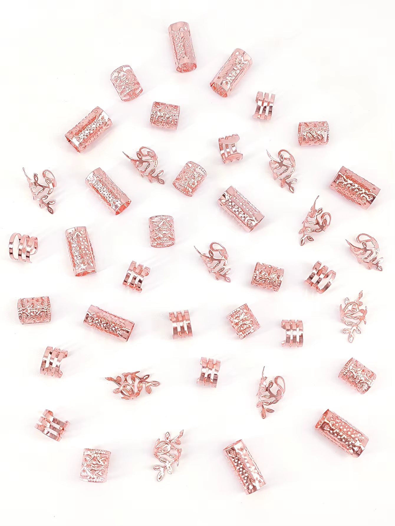 40pcs Mixed Hair Rings Set – Boho Braid Cuffs & Dreadlock Beads for Hair Styling & Festival Vibes