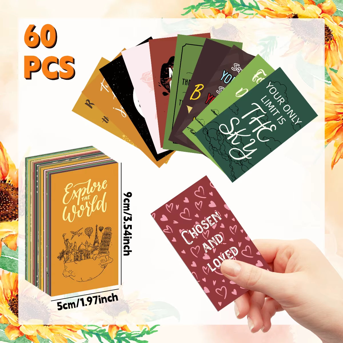 60 Mini Affirmation Cards – Daily Positive Quotes for Mindfulness, Motivation & Encouragement