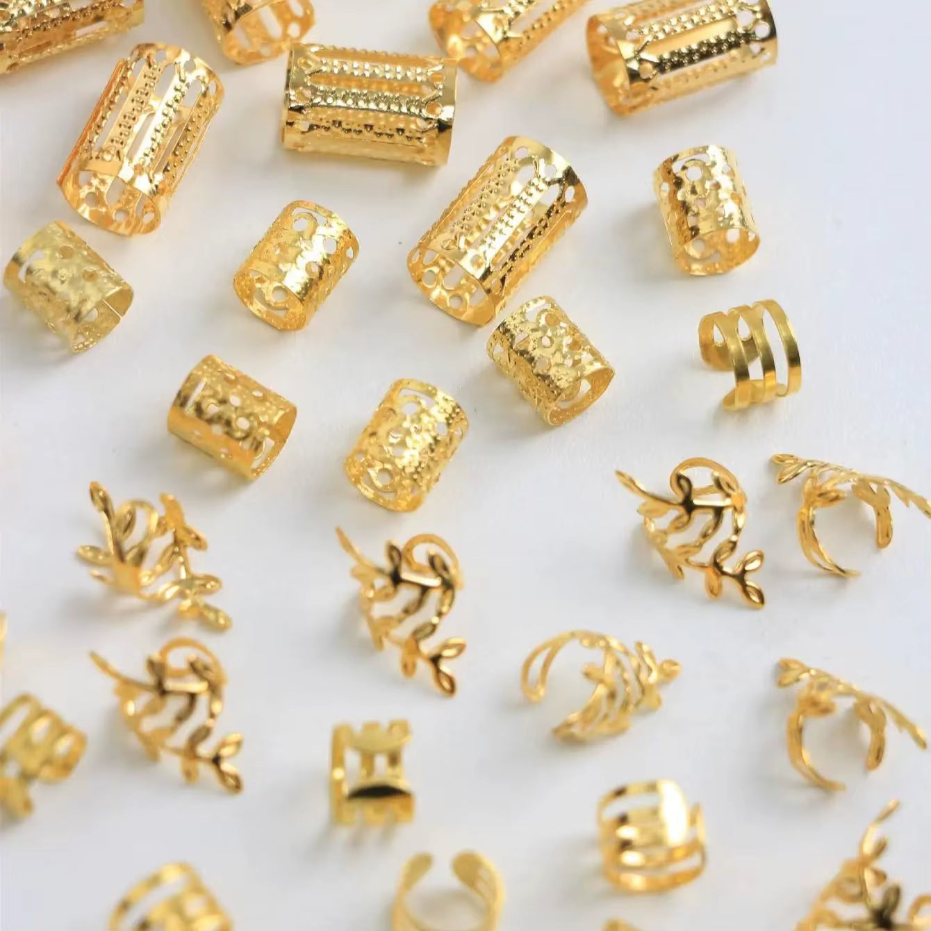 40pcs Mixed Hair Rings Set – Boho Braid Cuffs & Dreadlock Beads for Hair Styling & Festival Vibes