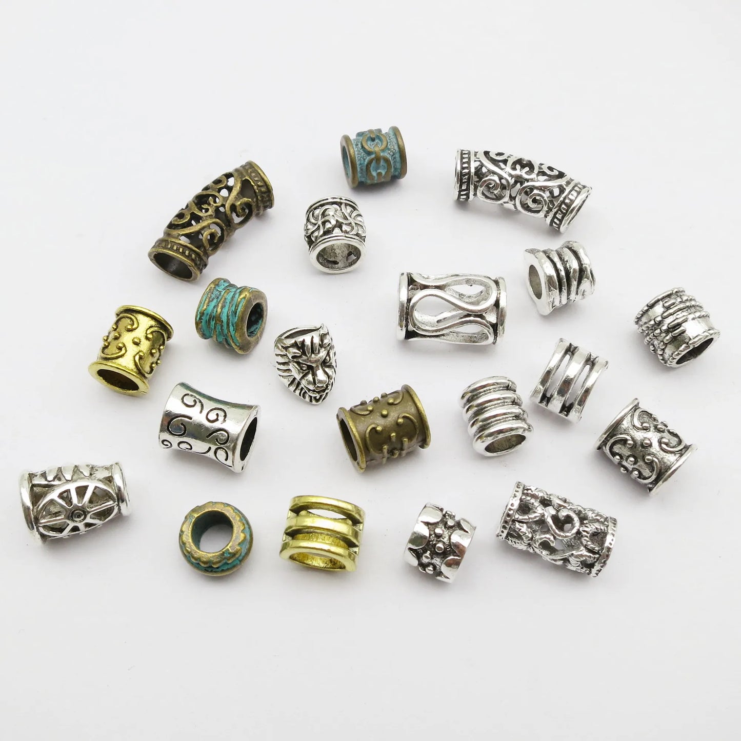 5pcs Metal Hair Cuffs – African-Inspired Beads for Braids, Dreadlocks & Loc Jewelry Styling
