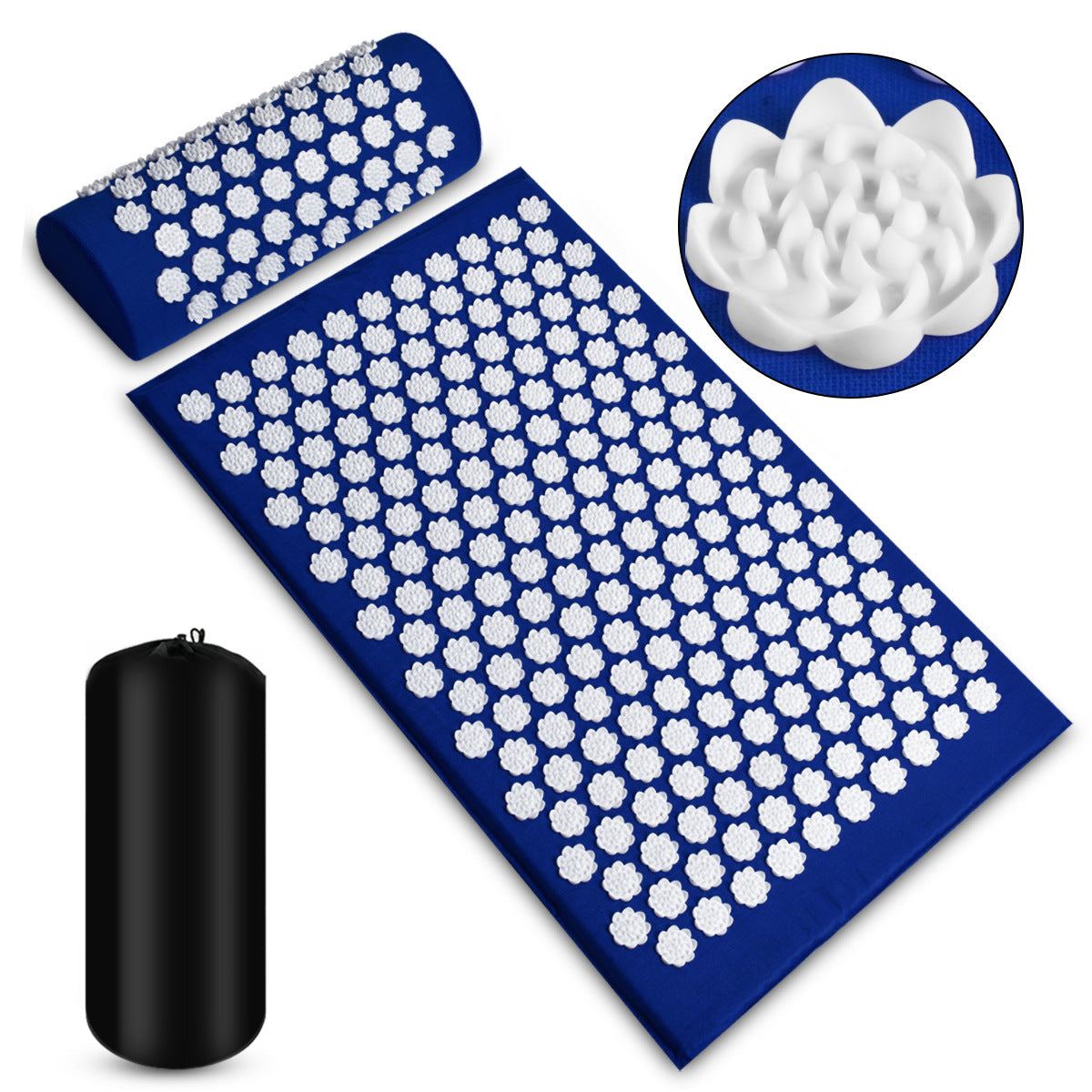 Eco Acupressure Mat & Pillow Set Lotus Spike Massage Cushion for Back, Neck, Feet and Meditation Relief