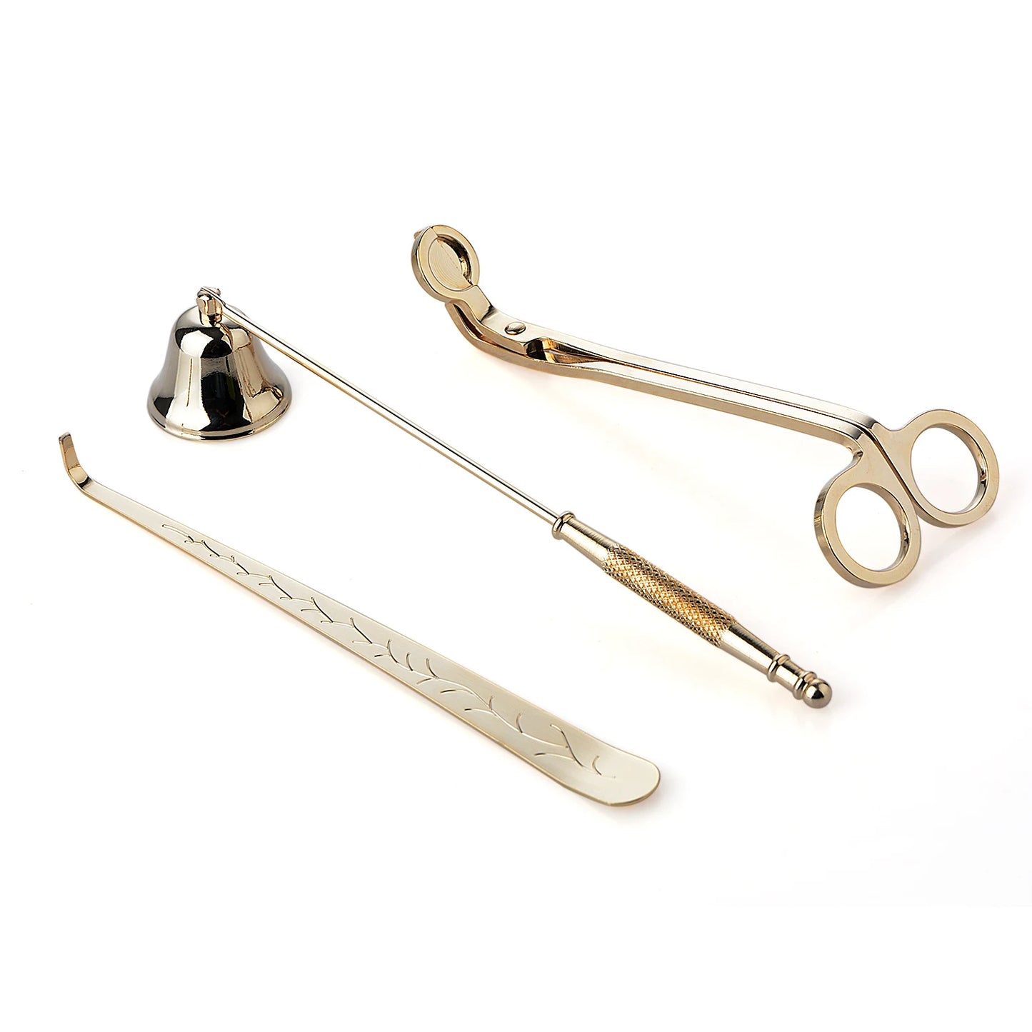 Ritual Candle Tool Set - Gold/Black Wick Trimmer, Snuffer & Hook for Sacred Space Care