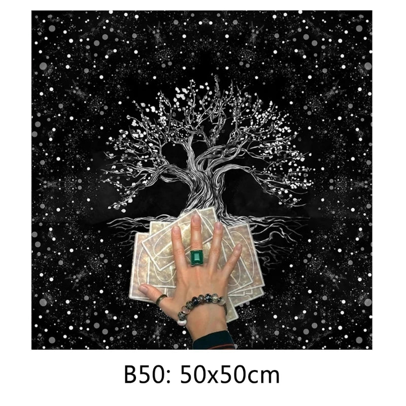 Tree of Life Altar Cloth - Flannel Tarot & Oracle Reading Mat for Witchcraft, Pendulum and Ritual Decor