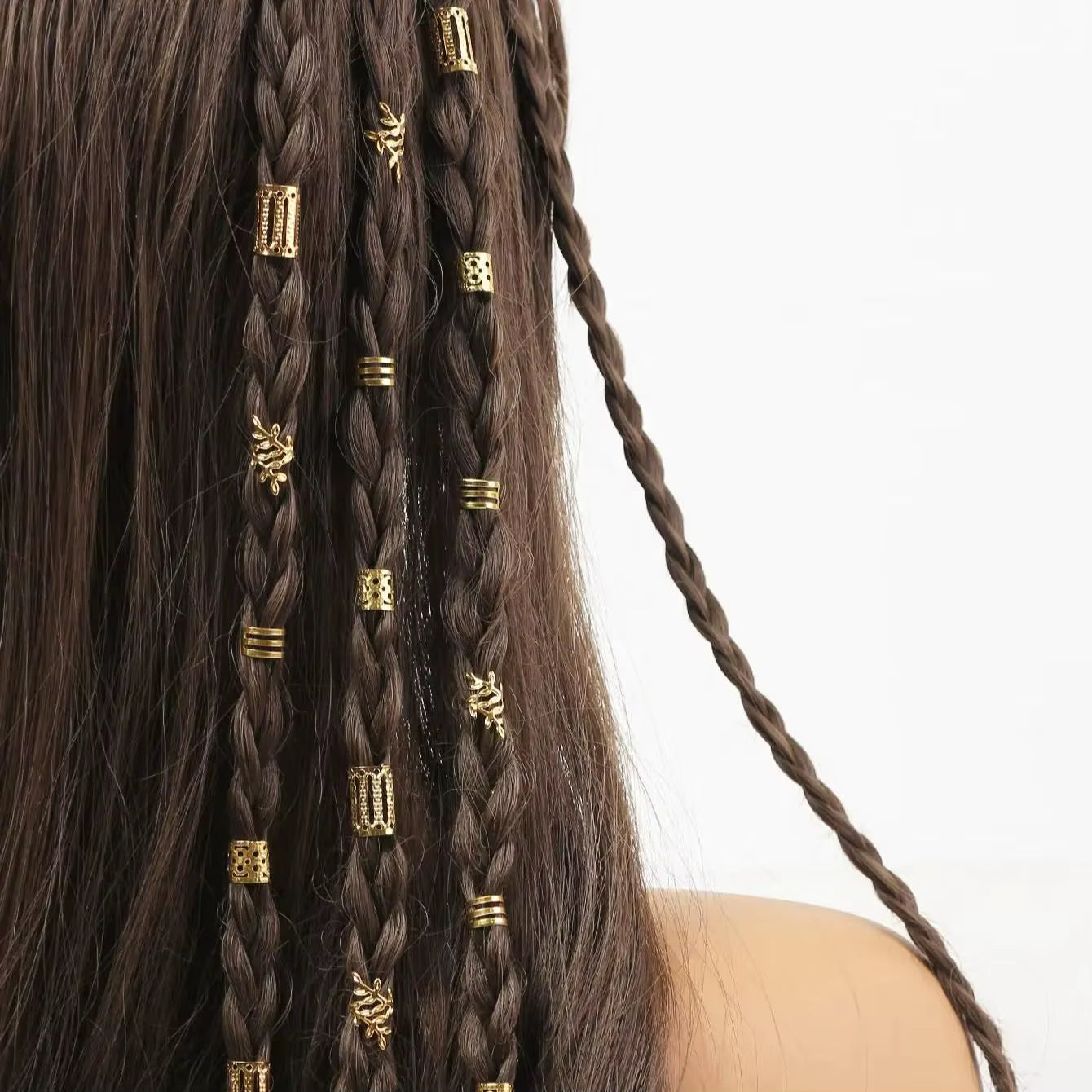 40pcs Mixed Hair Rings Set – Boho Braid Cuffs & Dreadlock Beads for Hair Styling & Festival Vibes