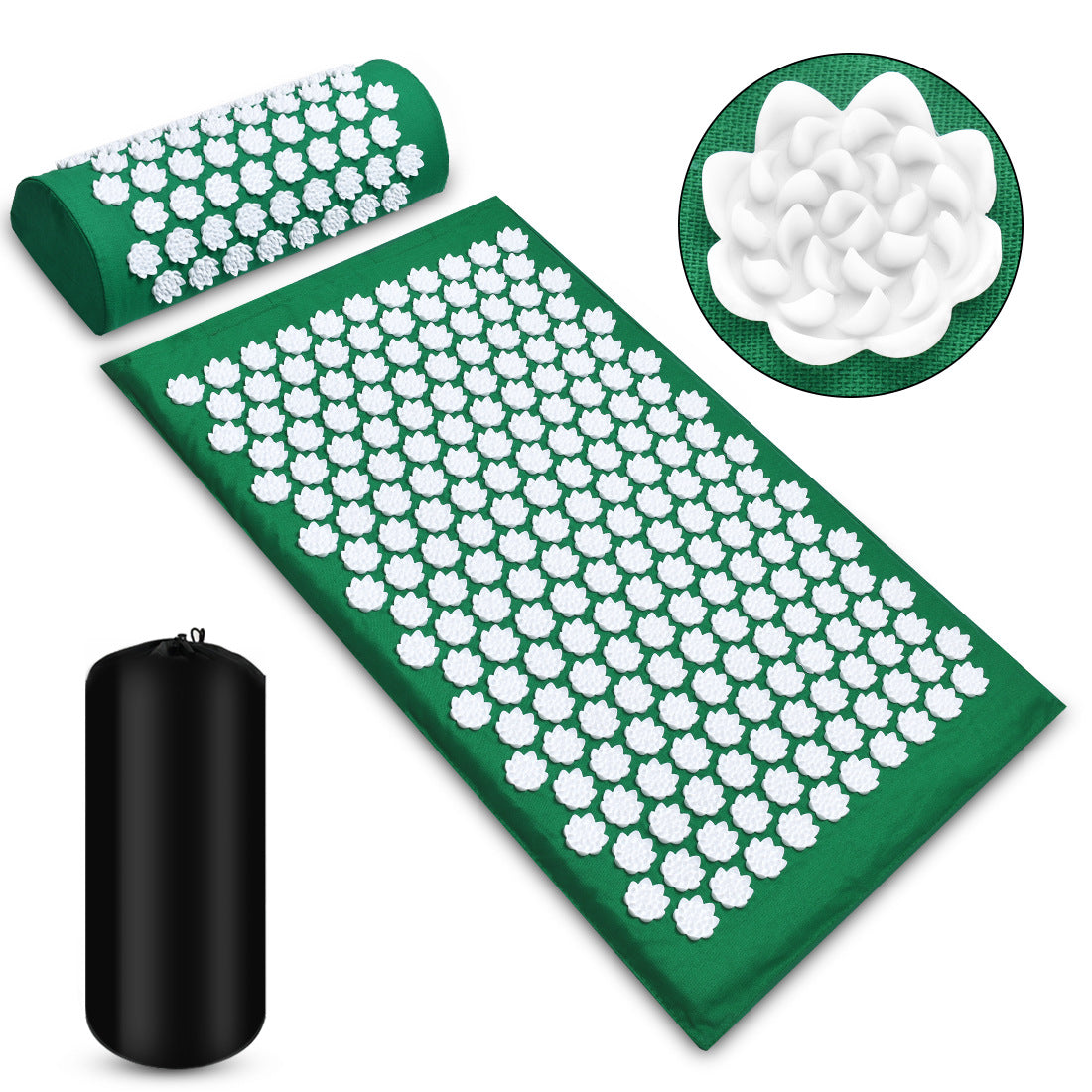 Eco Acupressure Mat & Pillow Set Lotus Spike Massage Cushion for Back, Neck, Feet and Meditation Relief