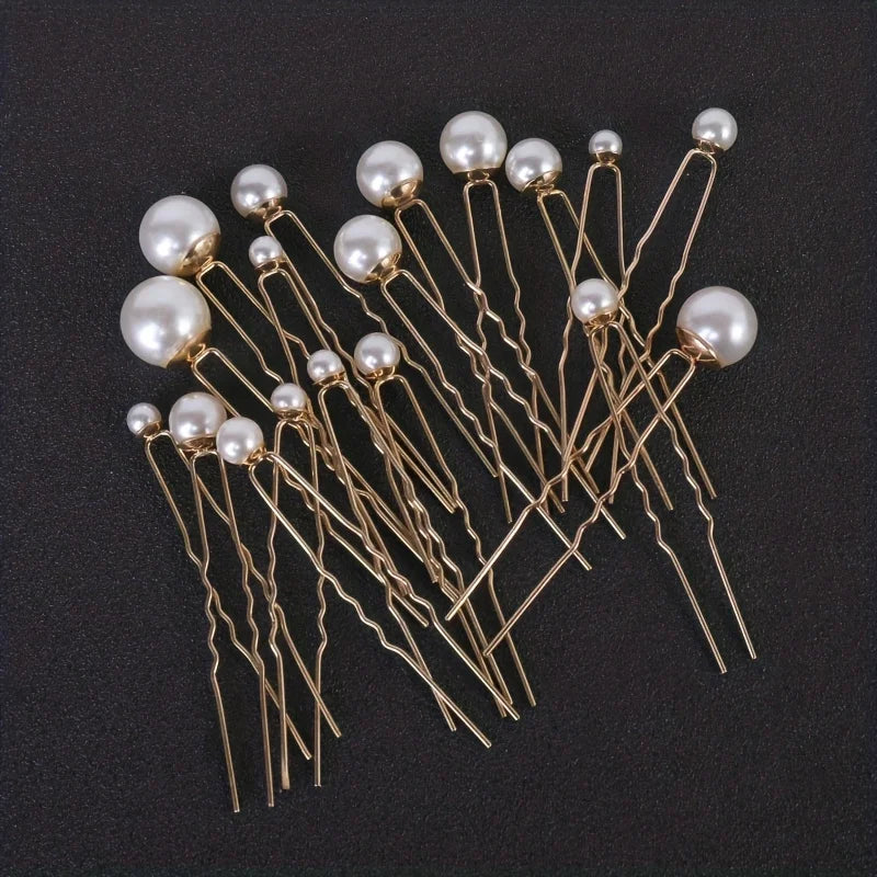 Bridal Pearl Cluster Hair Pins – Set of 18 Elegant Clips