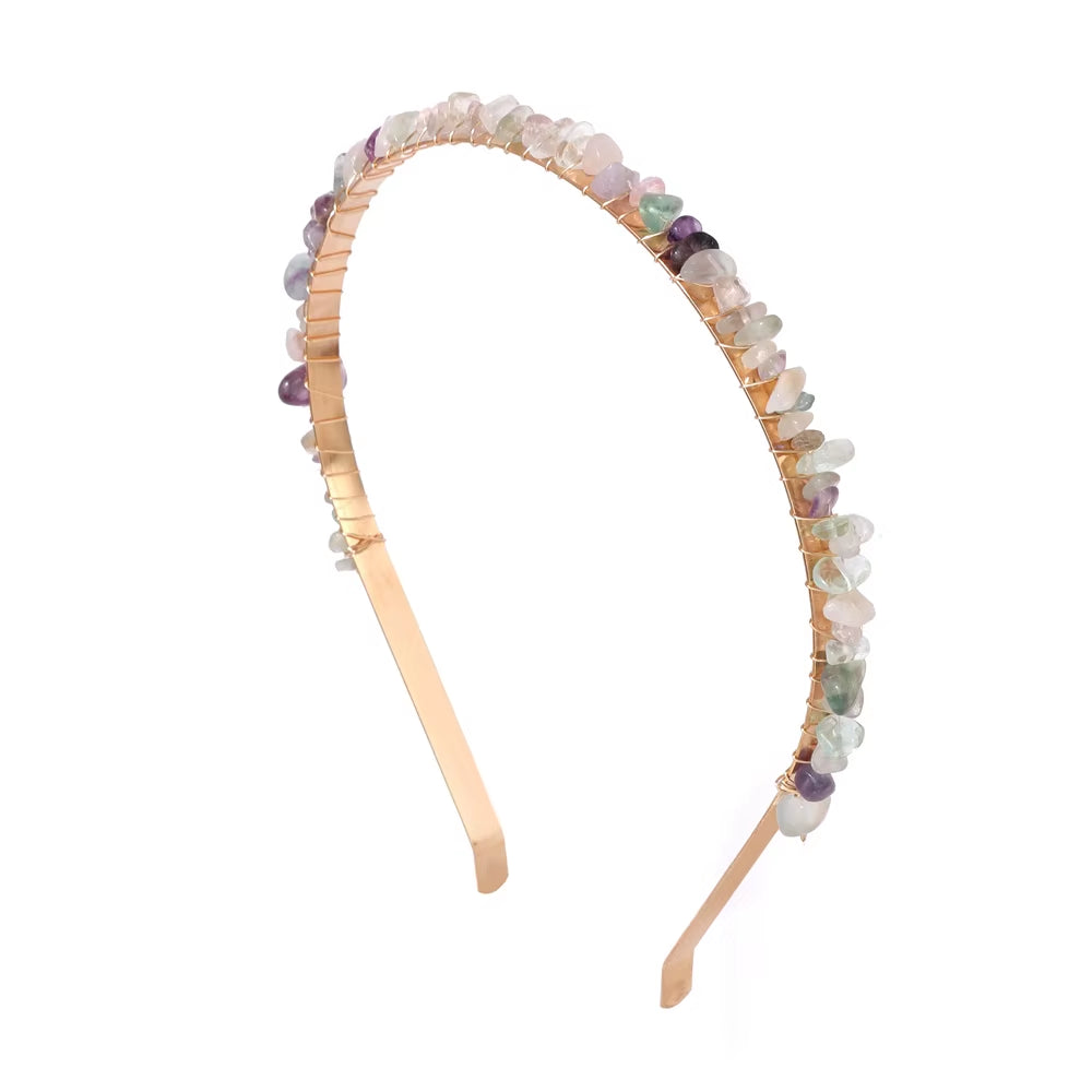 Healing Waters Crystal Hairband – Aquamarine & Chip Stone Design
