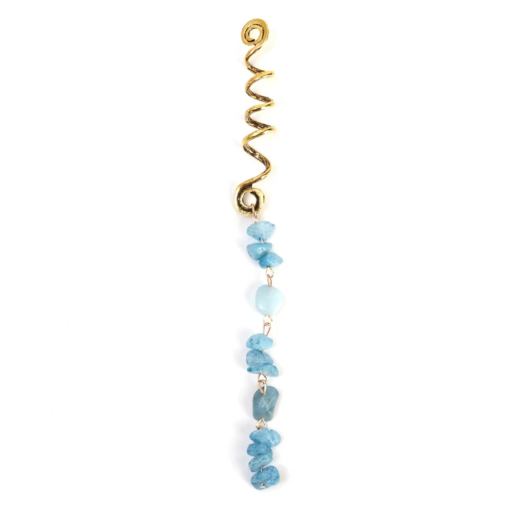 Spiral Gemstone Hair Wrap – Viking Braid & Beard Charm