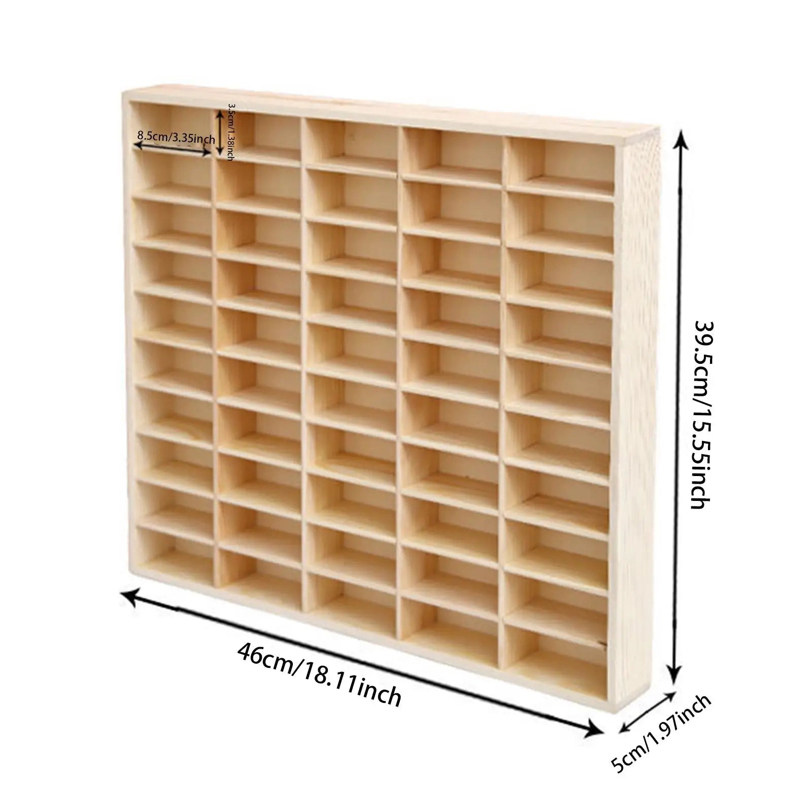 Wooden Multi-Grid Crystal Display Box – Natural Wood Organizer Shelf for Crystals, Toys, Miniatures & Sacred Treasures