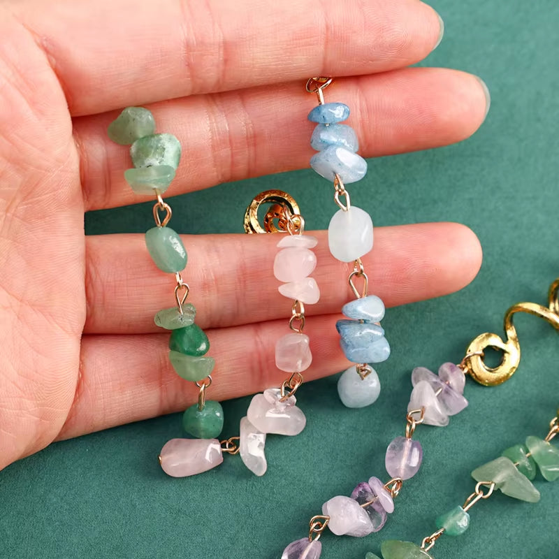 Spiral Gemstone Hair Wrap – Viking Braid & Beard Charm