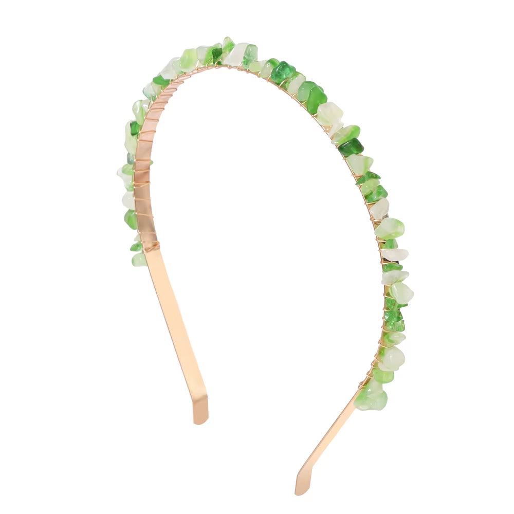 Healing Waters Crystal Hairband – Aquamarine & Chip Stone Design
