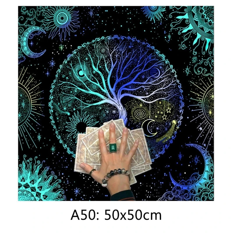 Tree of Life Altar Cloth - Flannel Tarot & Oracle Reading Mat for Witchcraft, Pendulum and Ritual Decor
