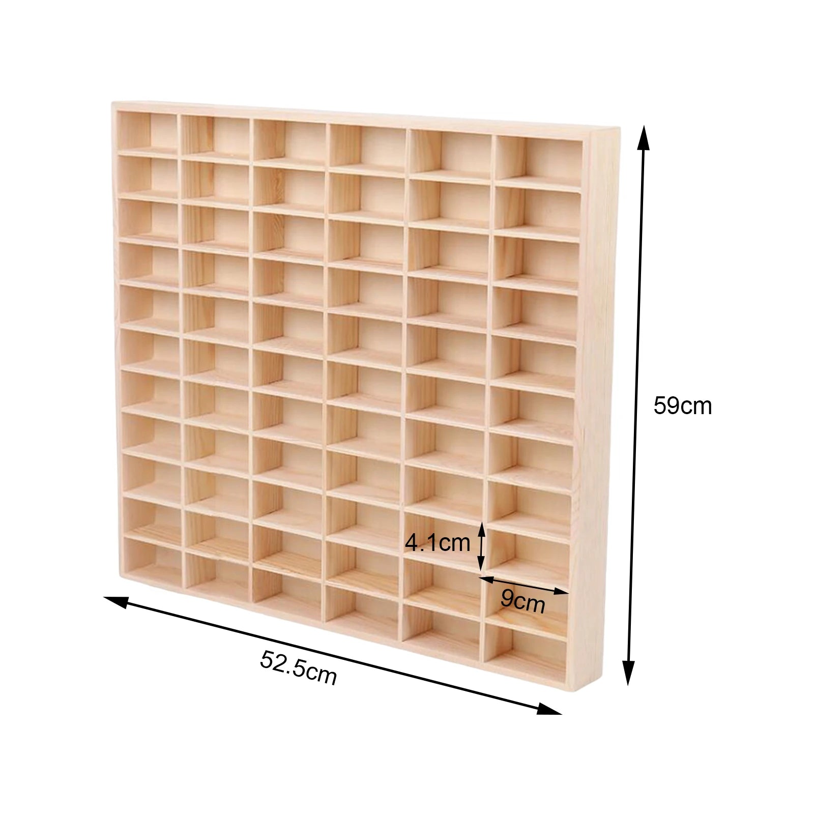 Wooden Multi-Grid Crystal Display Box – Natural Wood Organizer Shelf for Crystals, Toys, Miniatures & Sacred Treasures
