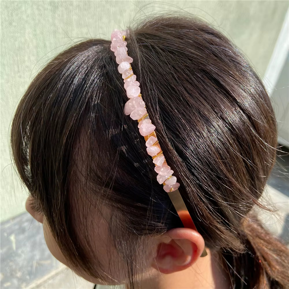 Healing Waters Crystal Hairband – Aquamarine & Chip Stone Design