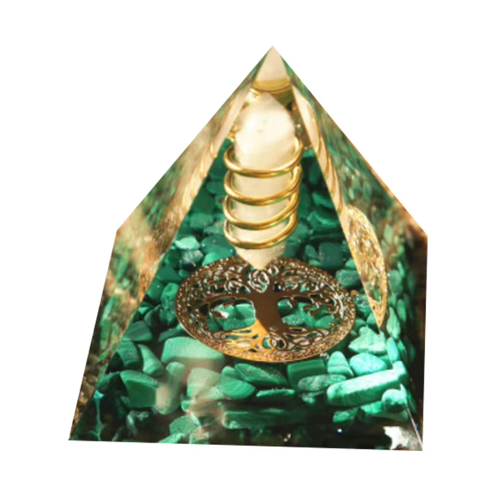 Natural Crystal Orgone Pyramid – EMF Protection, Chakra Healing & Energy Cleansing Décor