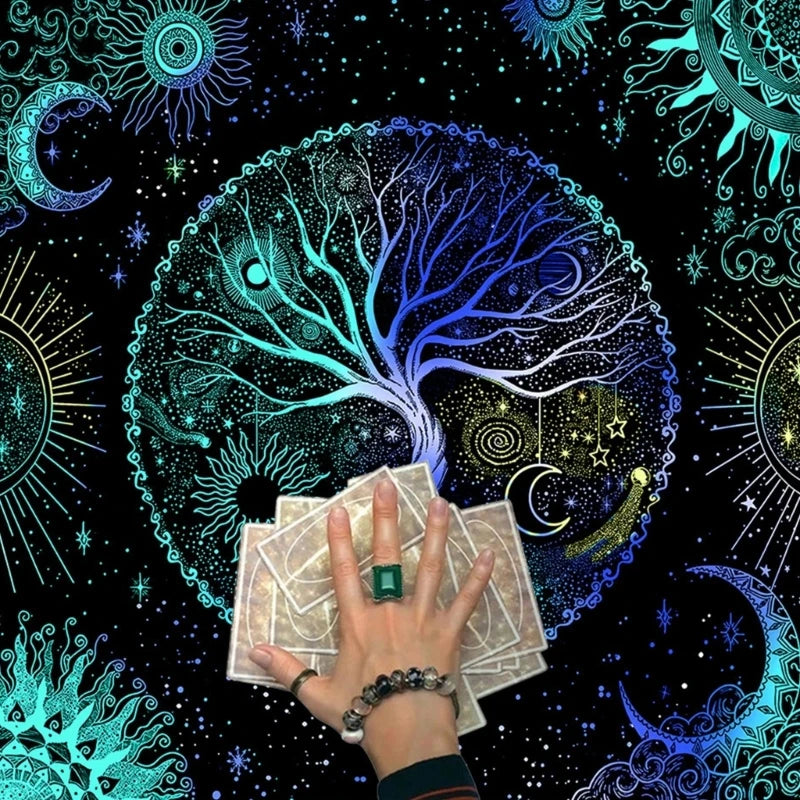 Tree of Life Altar Cloth - Flannel Tarot & Oracle Reading Mat for Witchcraft, Pendulum and Ritual Decor