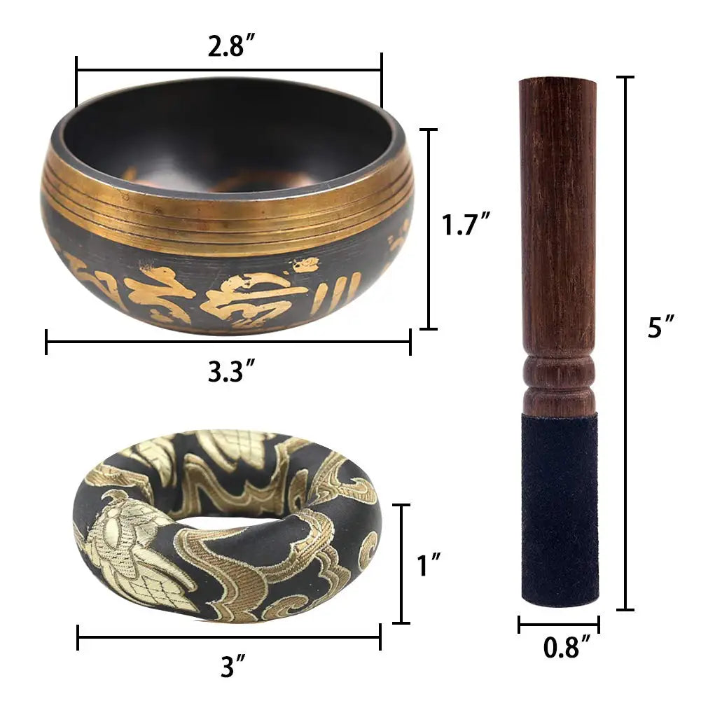 Tibetan Lotus Singing Bowl Set – 3.3" Chakra Healing Sound Bowl for Meditation, Yoga & Mindfulness