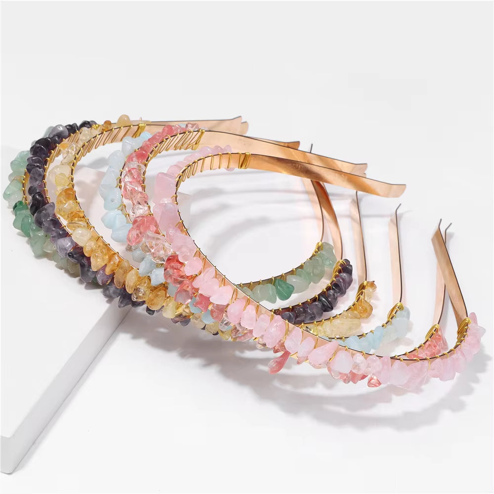 Healing Waters Crystal Hairband – Aquamarine & Chip Stone Design