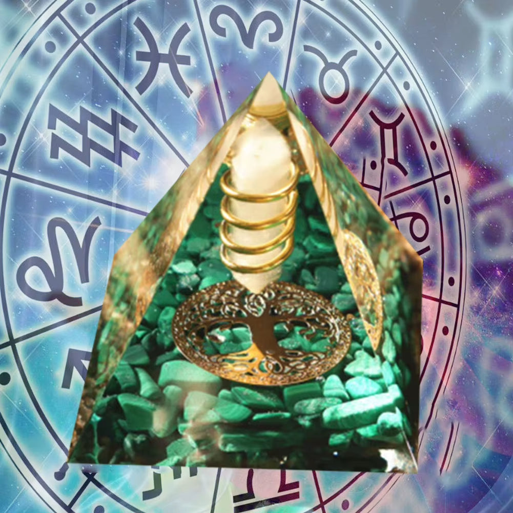Natural Crystal Orgone Pyramid – EMF Protection, Chakra Healing & Energy Cleansing Décor