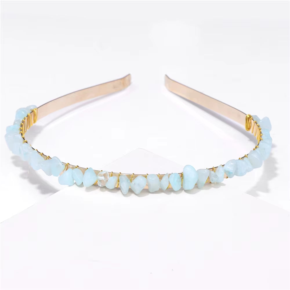 Healing Waters Crystal Hairband – Aquamarine & Chip Stone Design
