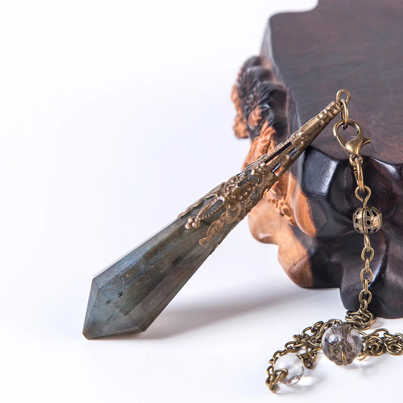 Labradorite Dowsing Pendulum – Natural Crystal Chakra Tool for Energy Healing & Divination