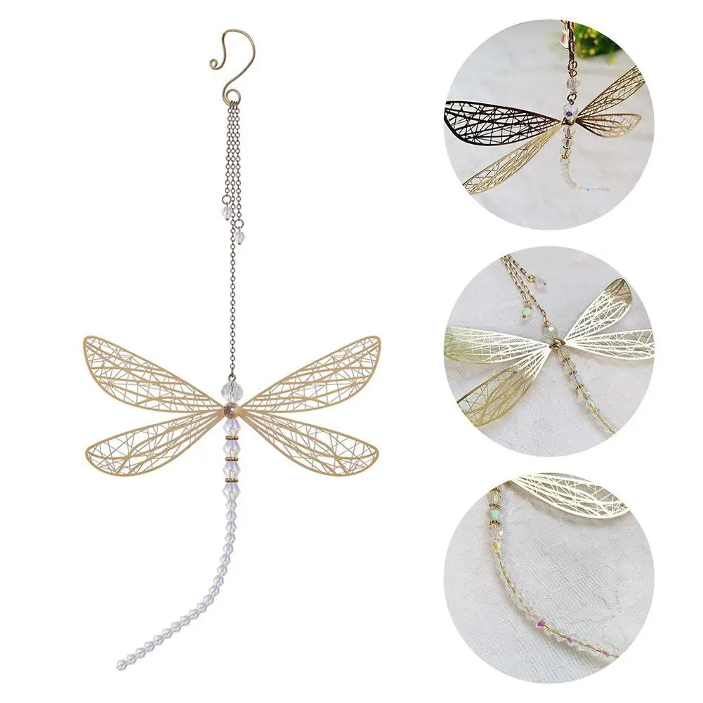 Crystal Dragonfly & Butterfly Suncatcher Wind Chime – Boho Garden, Window & Car Charm