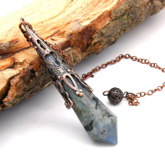 Labradorite Dowsing Pendulum – Natural Crystal Chakra Tool for Energy Healing & Divination