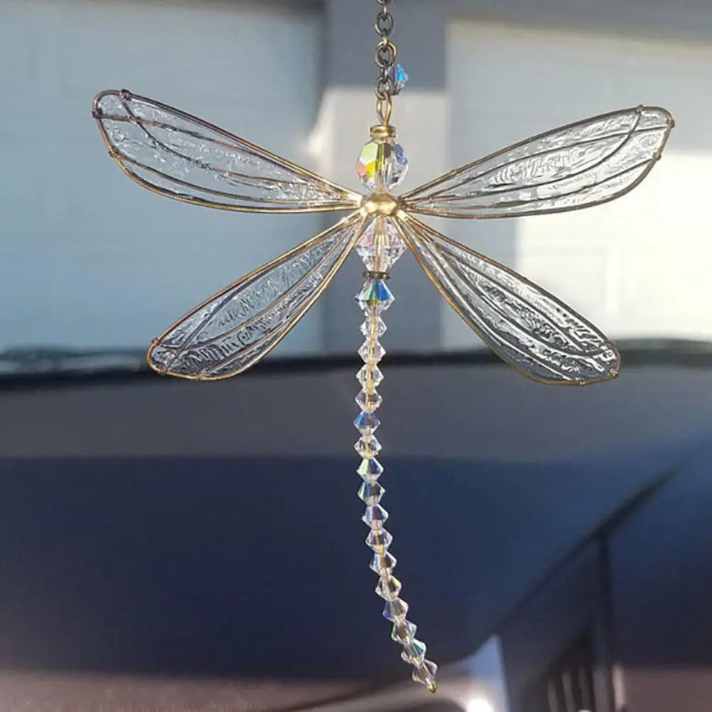 Crystal Dragonfly & Butterfly Suncatcher Wind Chime – Boho Garden, Window & Car Charm
