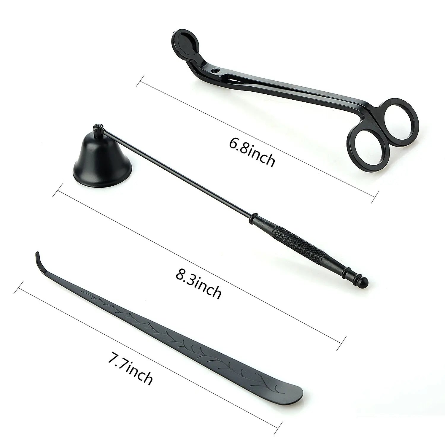 Ritual Candle Tool Set - Gold/Black Wick Trimmer, Snuffer & Hook for Sacred Space Care