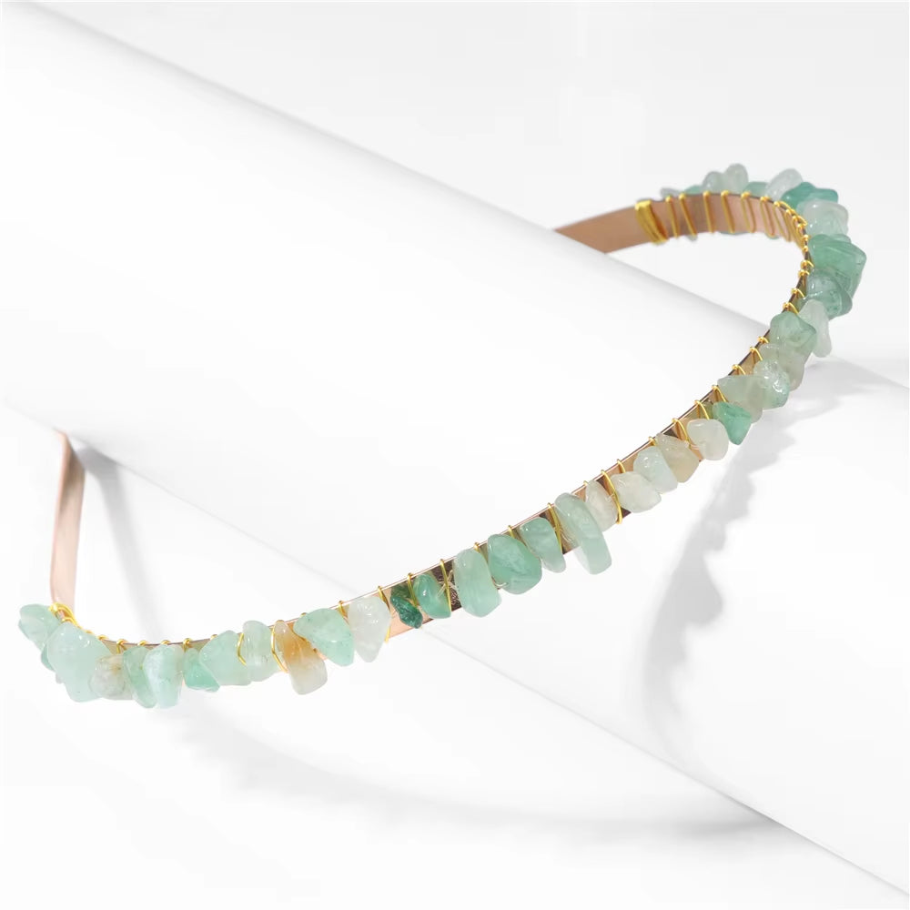 Healing Waters Crystal Hairband – Aquamarine & Chip Stone Design