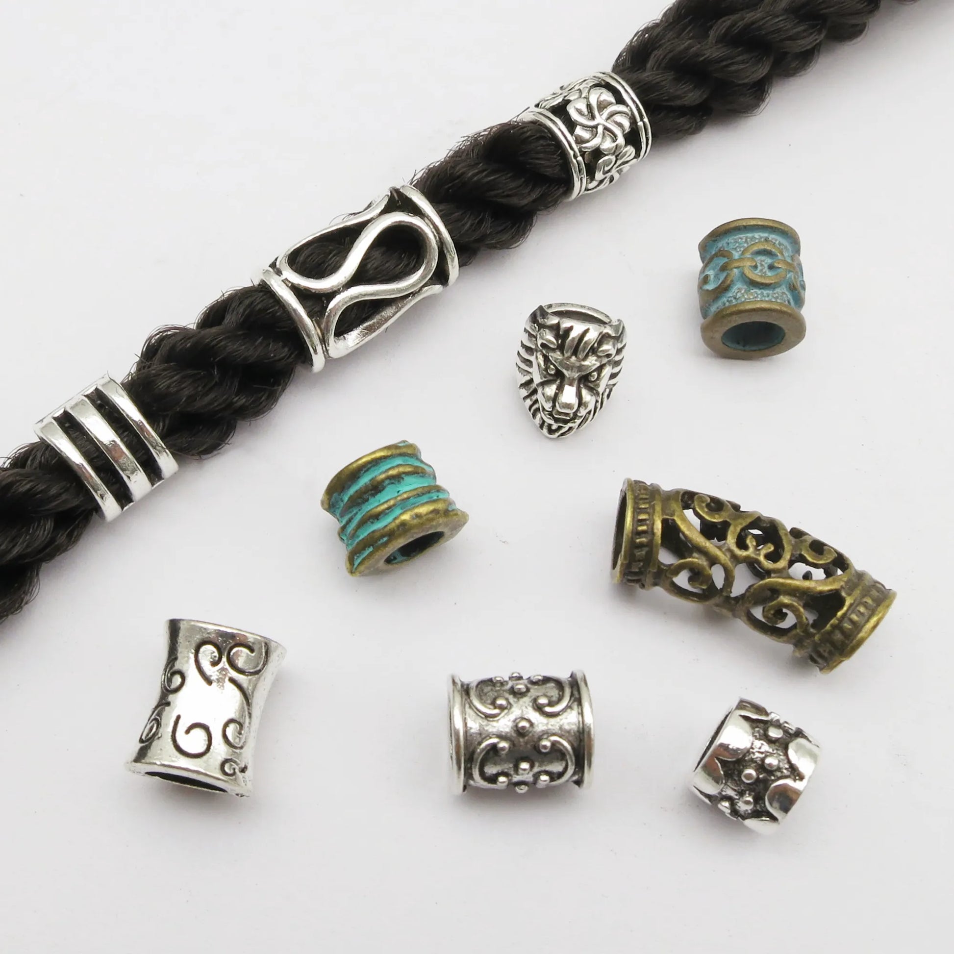 5pcs Metal Hair Cuffs – African-Inspired Beads for Braids, Dreadlocks & Loc Jewelry Styling