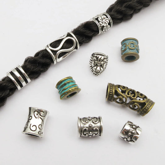 5pcs Metal Hair Cuffs – African-Inspired Beads for Braids, Dreadlocks & Loc Jewelry Styling