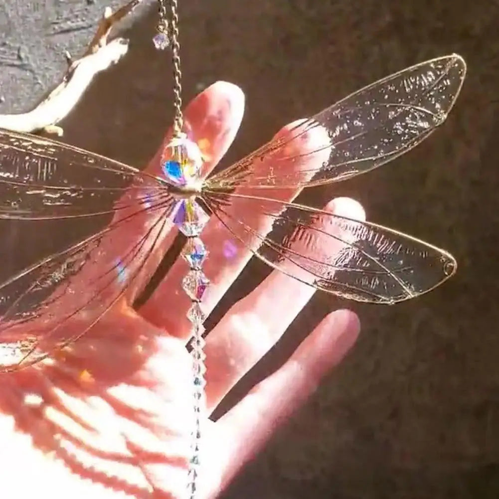 Crystal Dragonfly & Butterfly Suncatcher Wind Chime – Boho Garden, Window & Car Charm