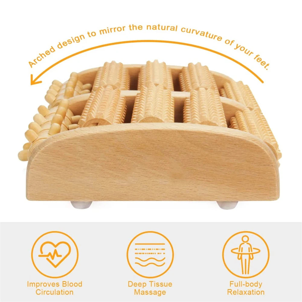 Wooden Foot Roller – Reflexology Massager for Muscle Relief & Circulation Boost