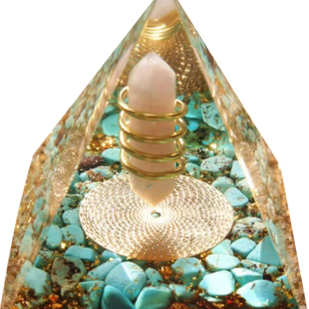Natural Crystal Orgone Pyramid – EMF Protection, Chakra Healing & Energy Cleansing Décor