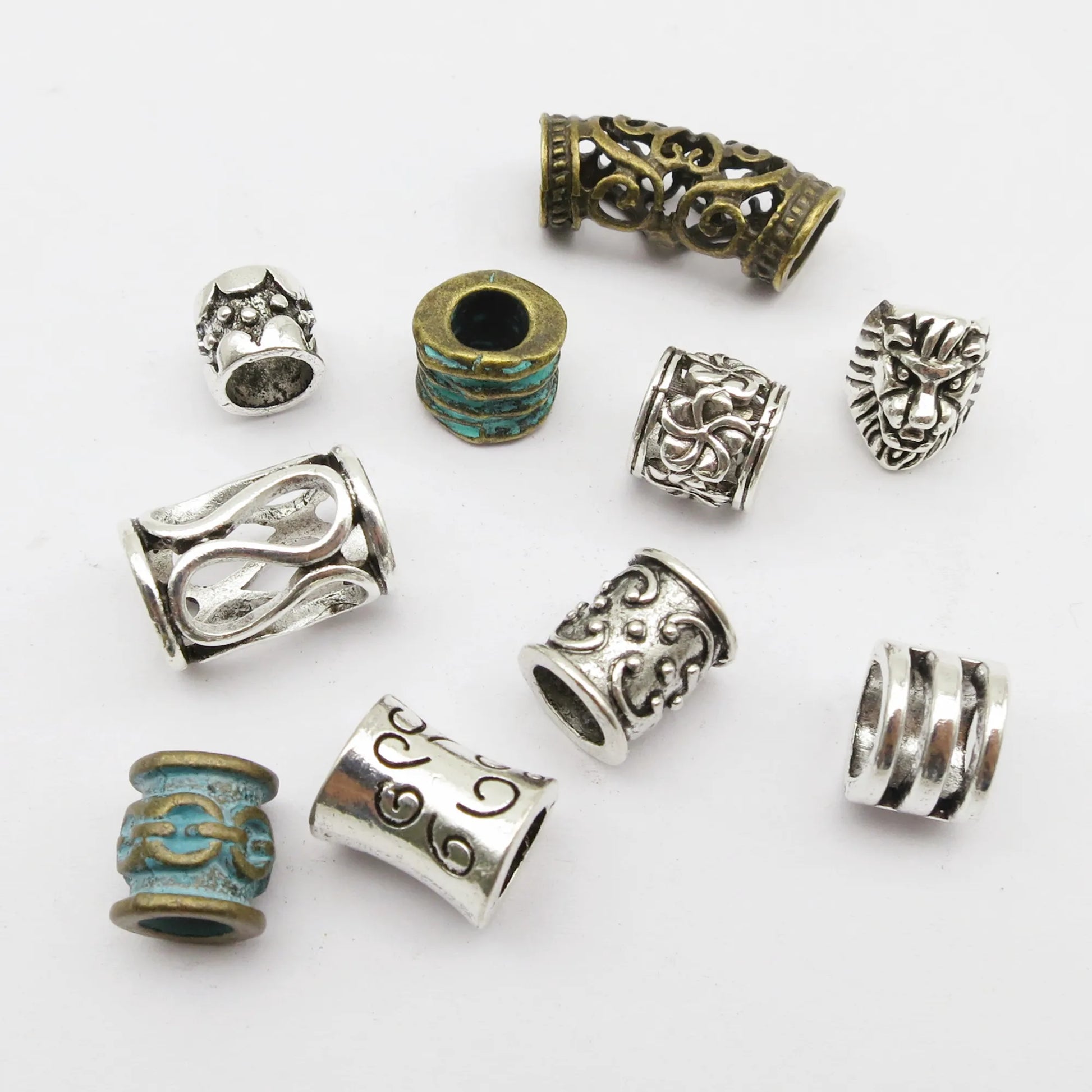 5pcs Metal Hair Cuffs – African-Inspired Beads for Braids, Dreadlocks & Loc Jewelry Styling