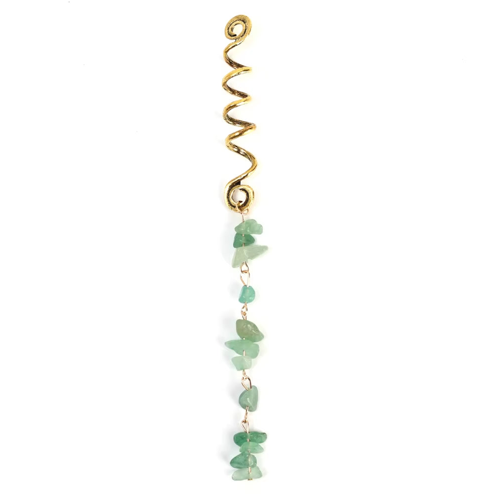 Spiral Gemstone Hair Wrap – Viking Braid & Beard Charm