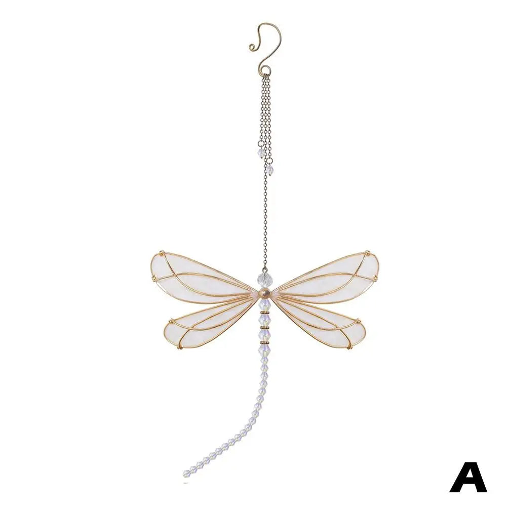 Crystal Dragonfly & Butterfly Suncatcher Wind Chime – Boho Garden, Window & Car Charm