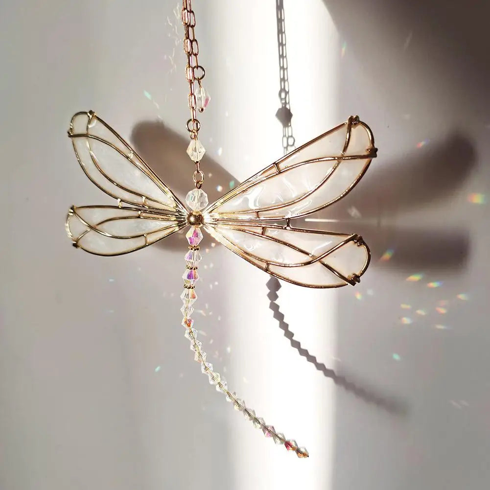 Crystal Dragonfly & Butterfly Suncatcher Wind Chime – Boho Garden, Window & Car Charm